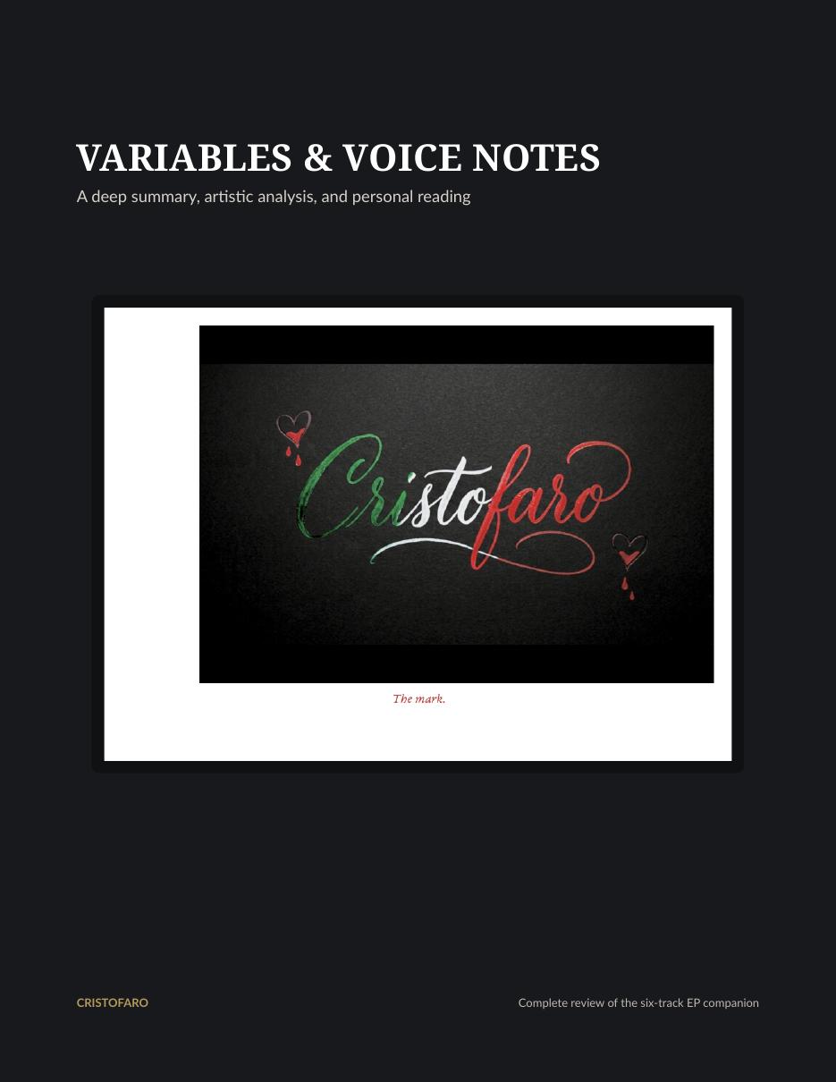 First page of the Variables and Voice Notes memoir review
