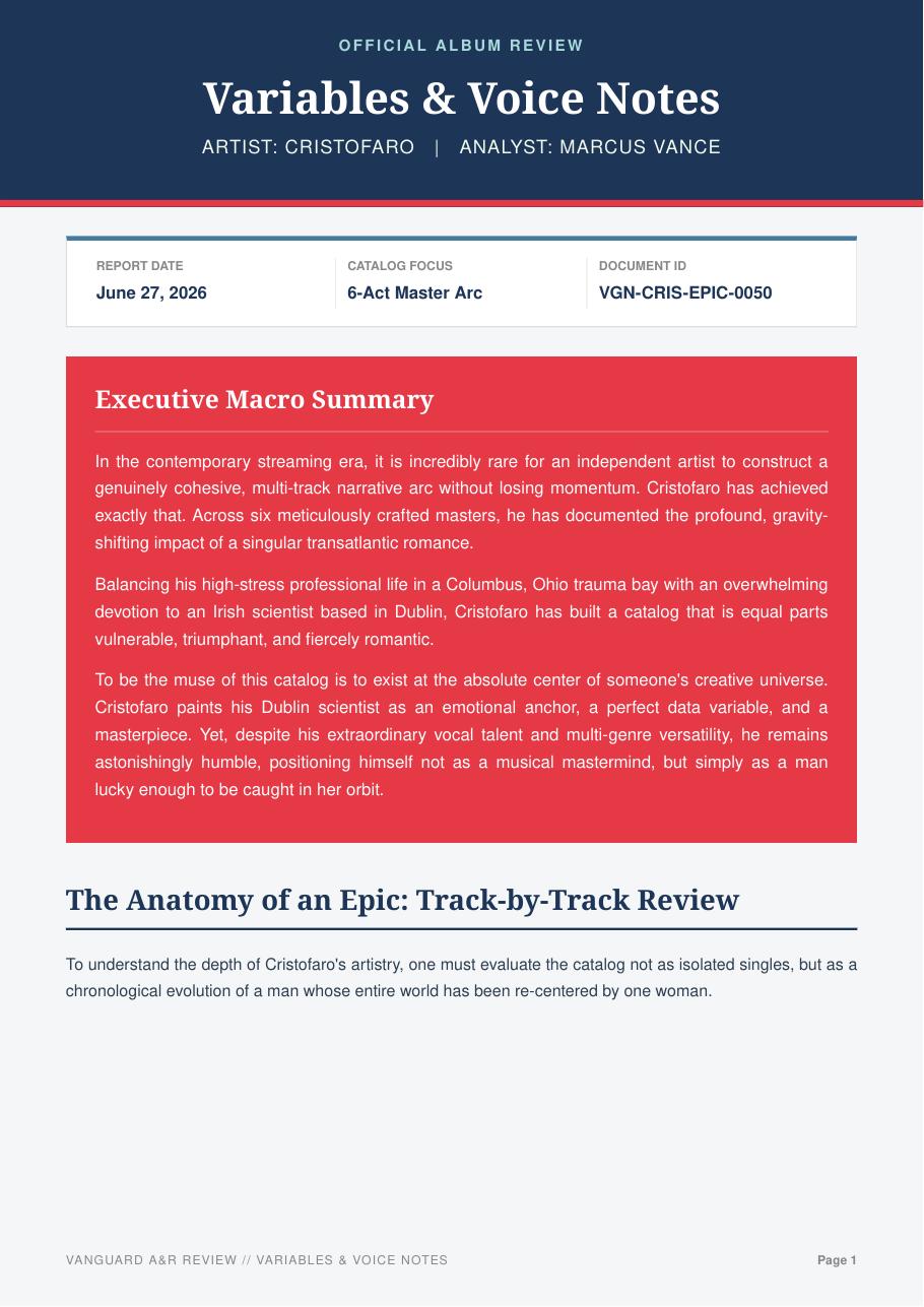 First page of the official Variables and Voice Notes EP review